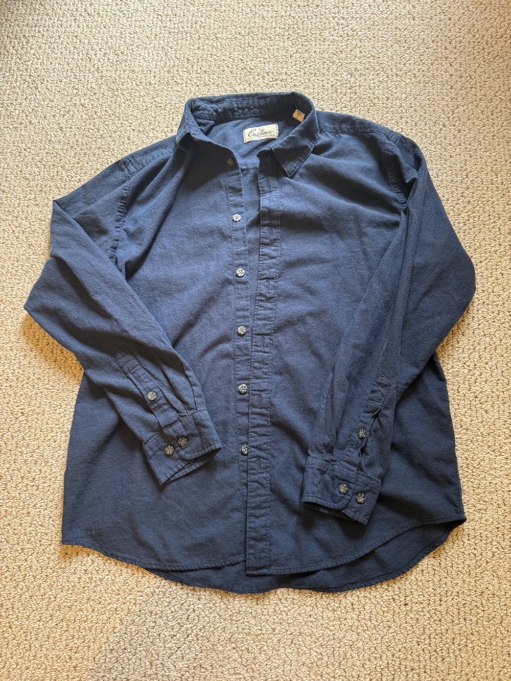 Classic Navy Men's Button-Down Shirt - Casual Long Sleeve